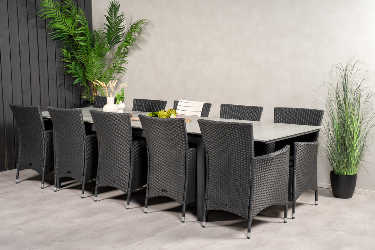 Levels & Knick Spisebord 229x100x75 + Spisebordsstole Sort