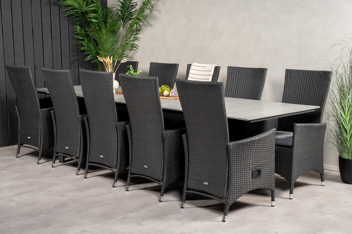 Levels & Padova Spisebord 229x100x75 + Reclinerstole Sort