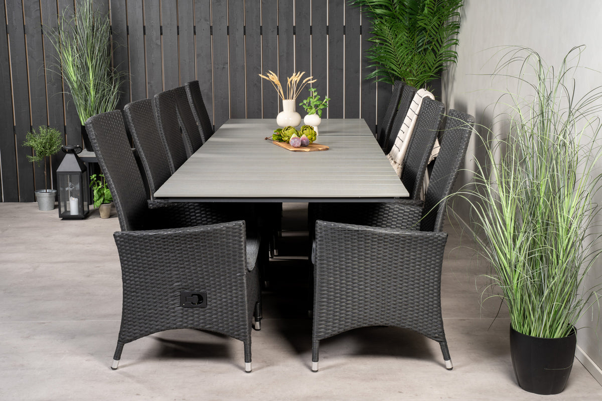 Levels & Padova Spisebord 229x100x75 + Reclinerstole Sort