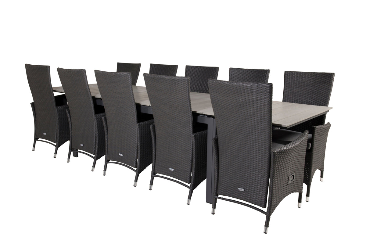 Levels & Padova Spisebord 229x100x75 + Reclinerstole Sort