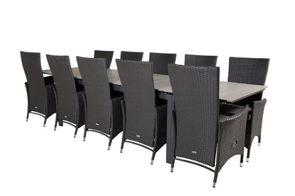 Levels & Padova Spisebord 229x100x75 + Reclinerstole Sort