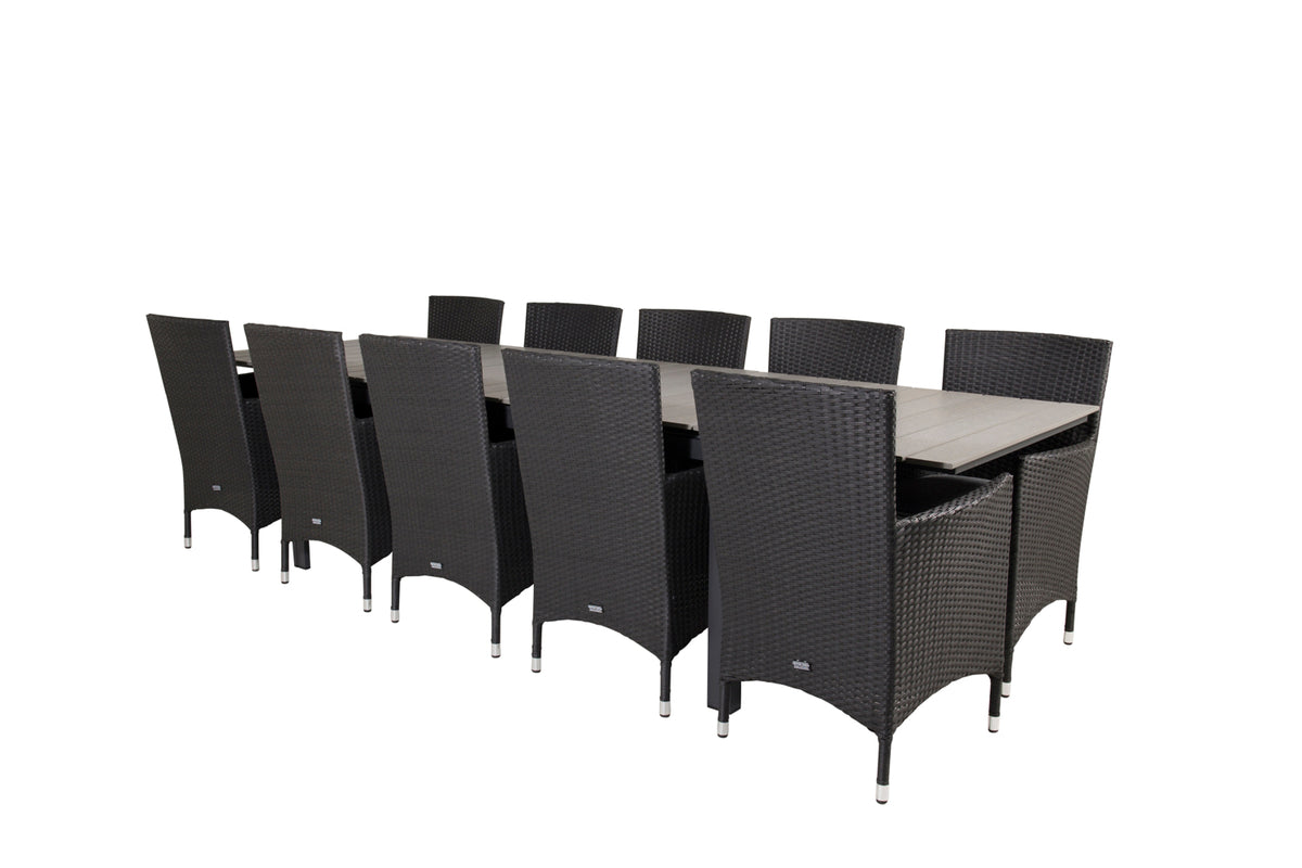 Levels & Malin Spisebord 229x100x75 + Spisestole Sort