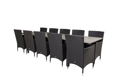 Levels & Malin Spisebord 229x100x75 + Spisestole Sort