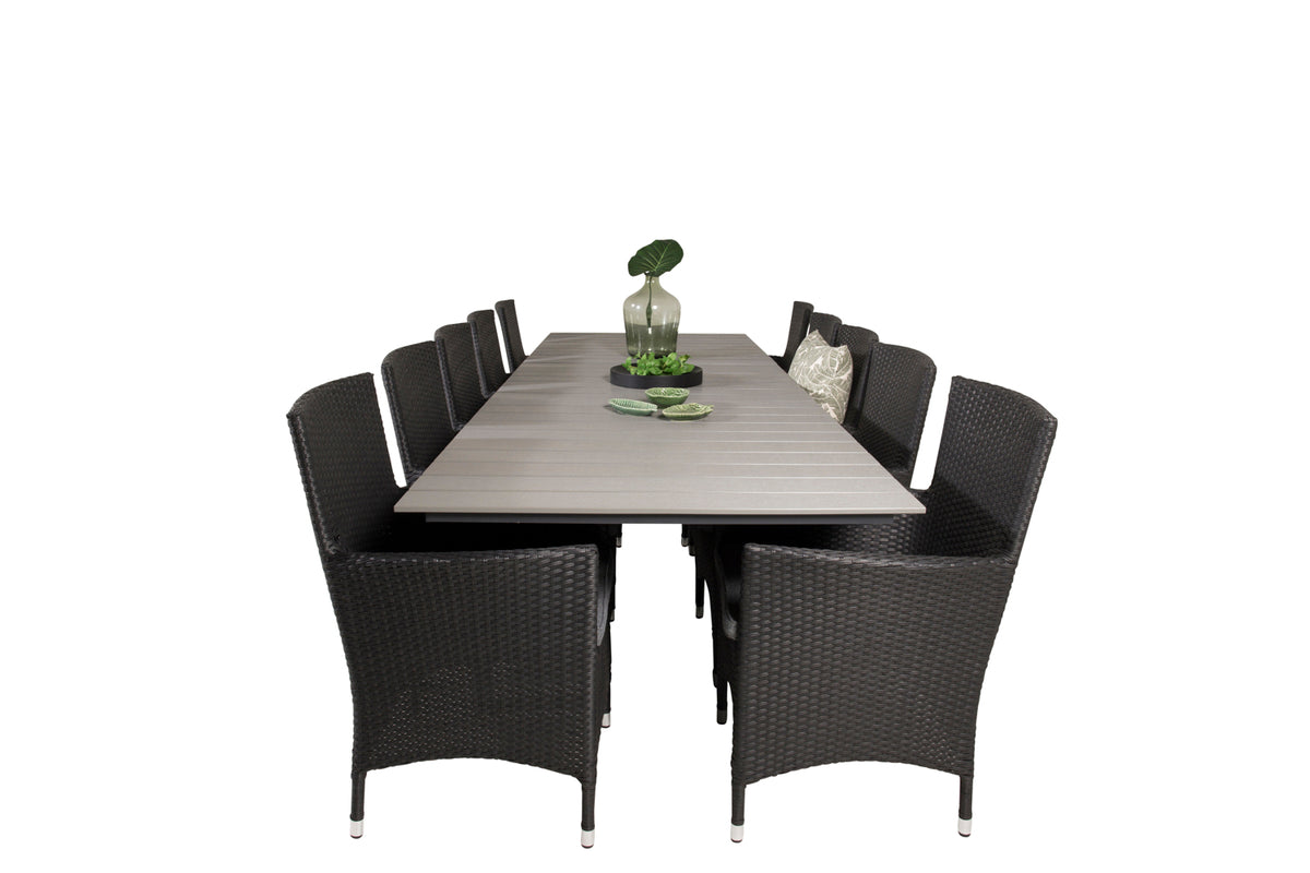 Levels & Malin Spisebord 229x100x75 + Spisestole Sort