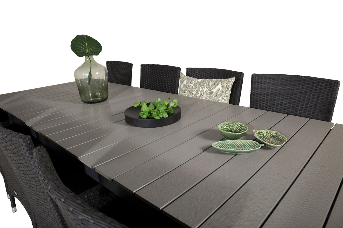 Levels & Malin Spisebord 229x100x75 + Spisestole Sort