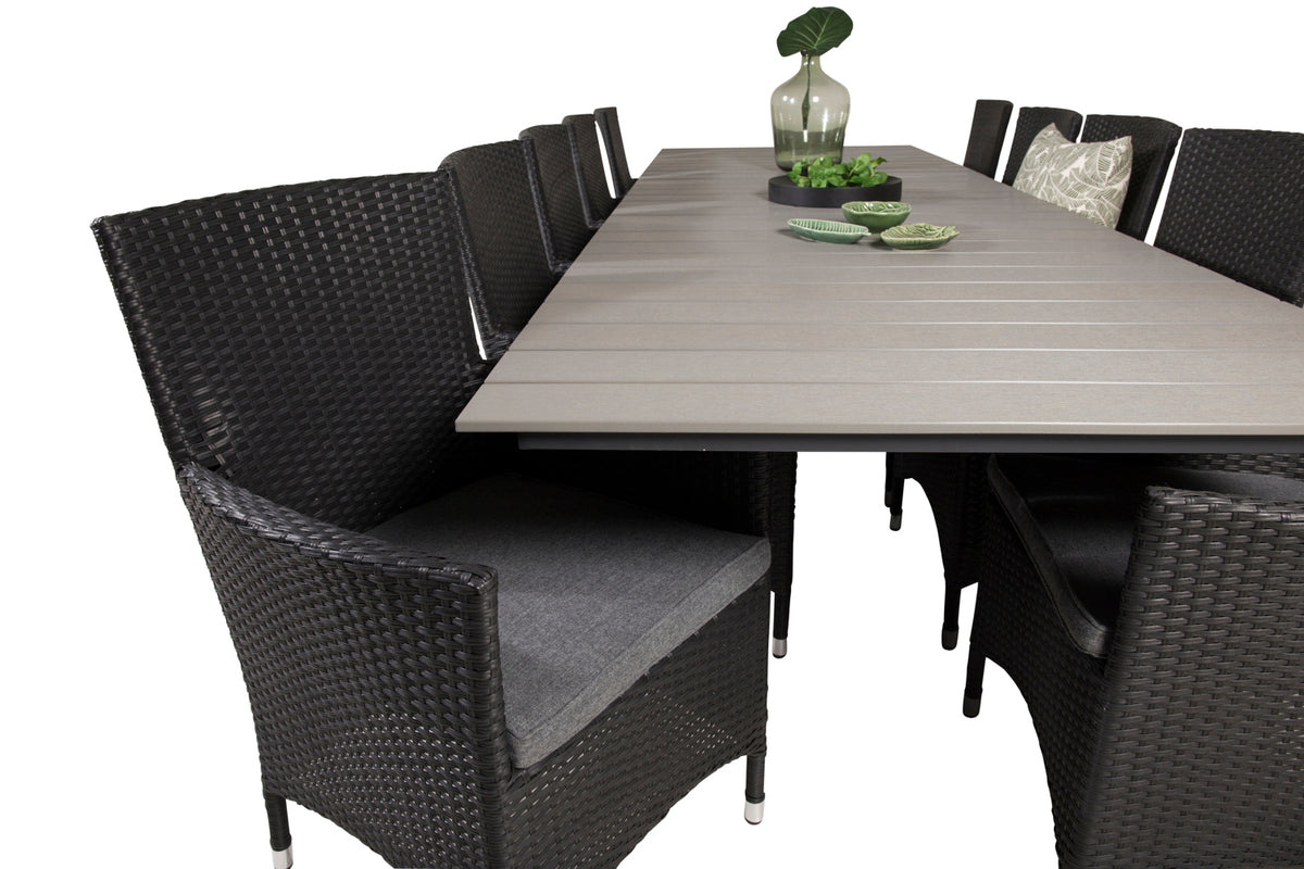 Levels & Malin Spisebord 229x100x75 + Spisestole Sort