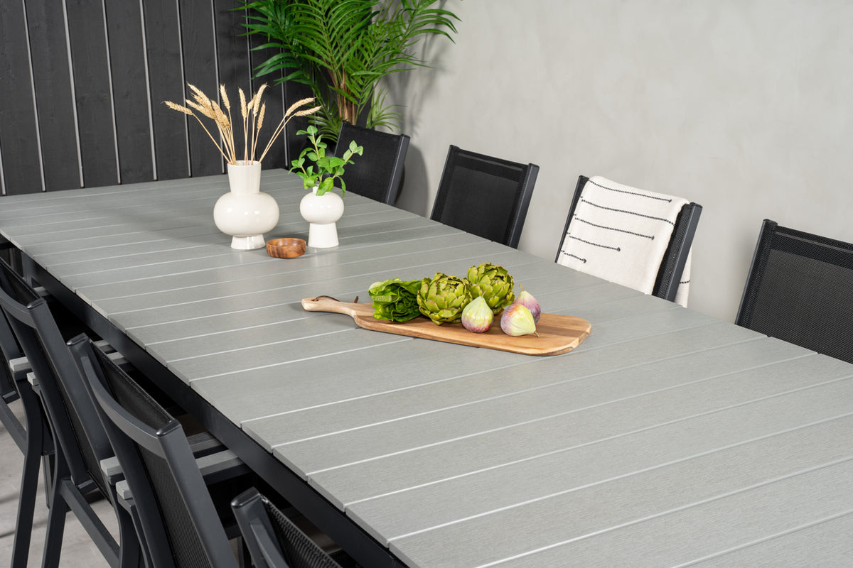 Levels & Parma Spisebord 224x100 + Spisestole Sort