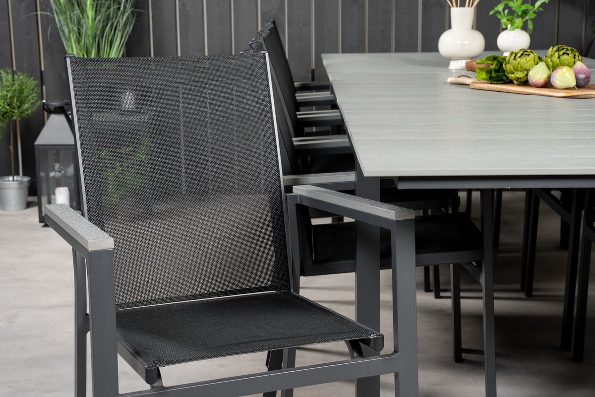 Levels & Parma Spisebord 224x100 + Spisestole Sort