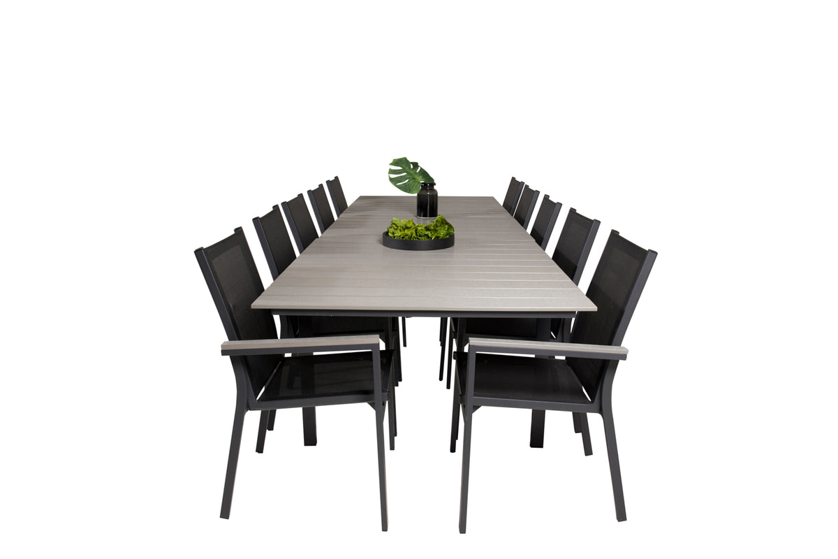 Levels & Parma Spisebord 224x100 + Spisestole Sort