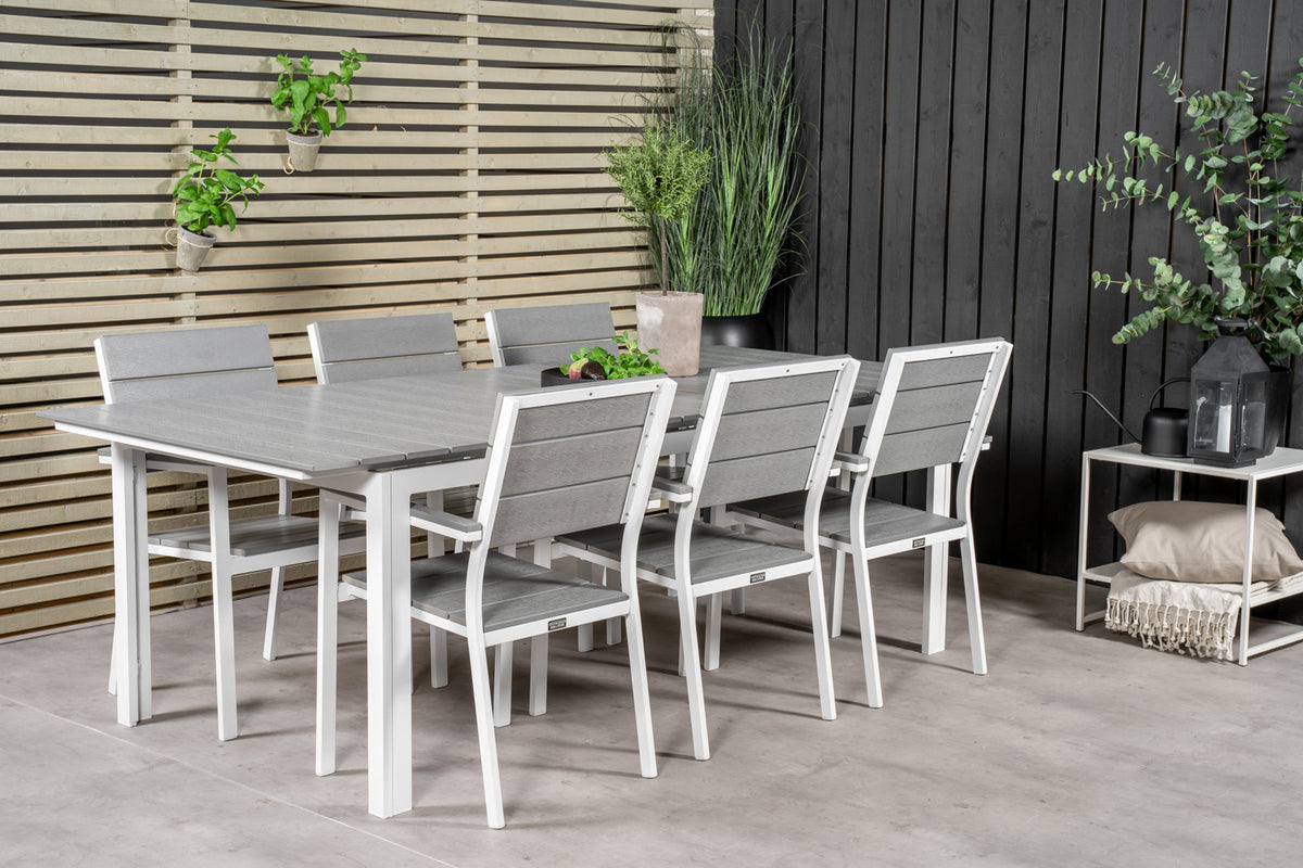 Levels Spisebord 229x100x75 + Spisestole Grå