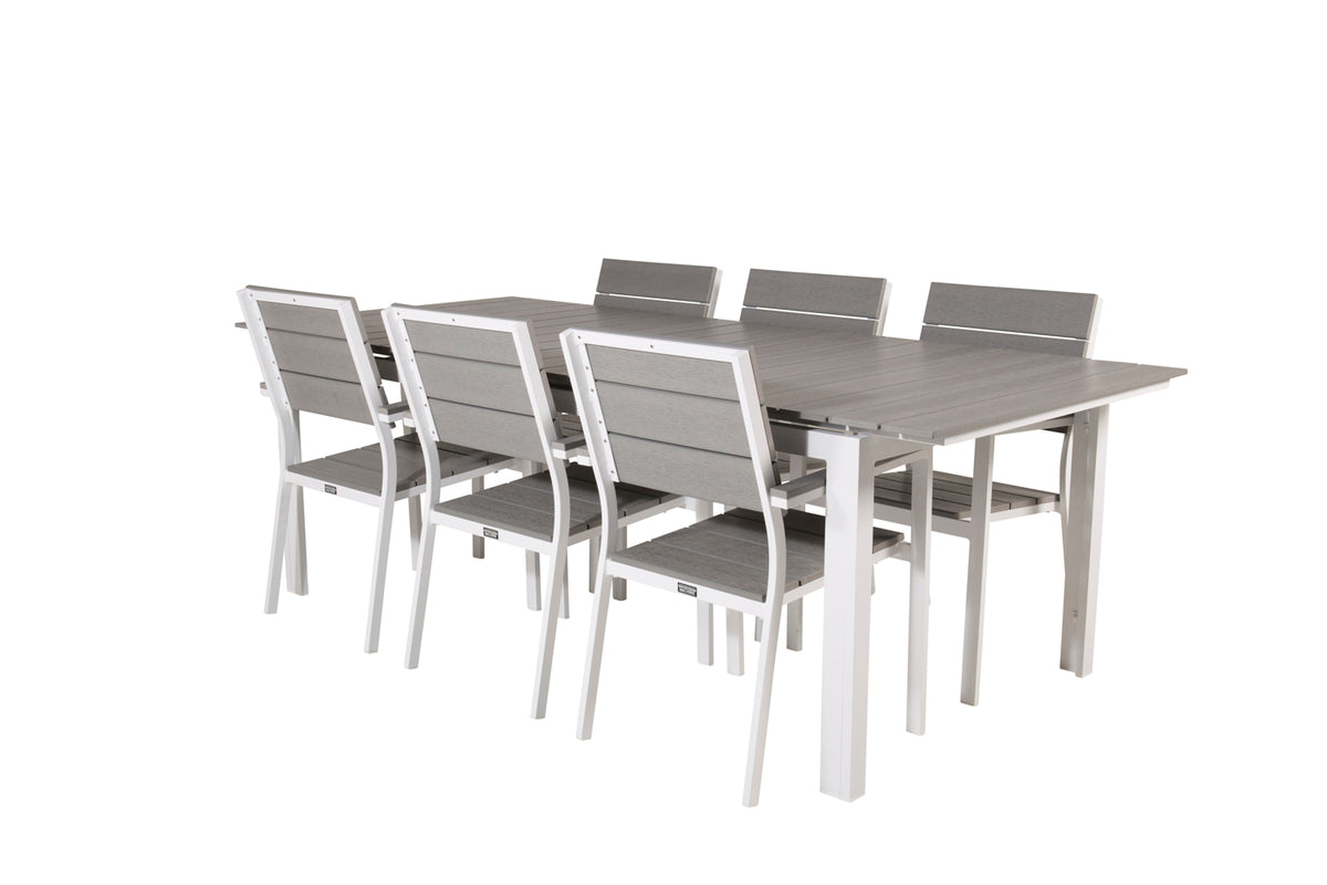 Levels Spisebord 229x100x75 + Spisestole Grå