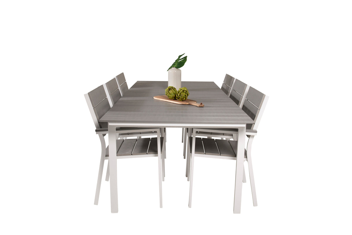 Levels Spisebord 229x100x75 + Spisestole Grå