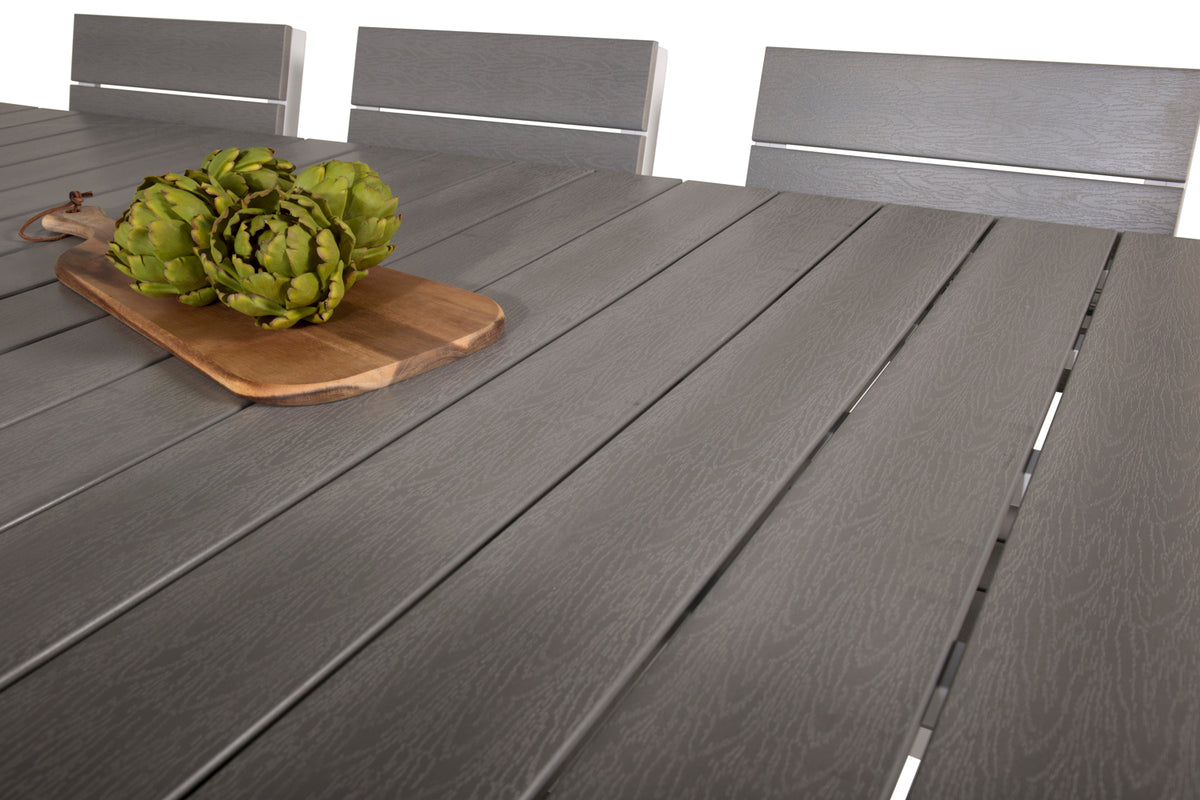 Levels Spisebord 229x100x75 + Spisestole Grå