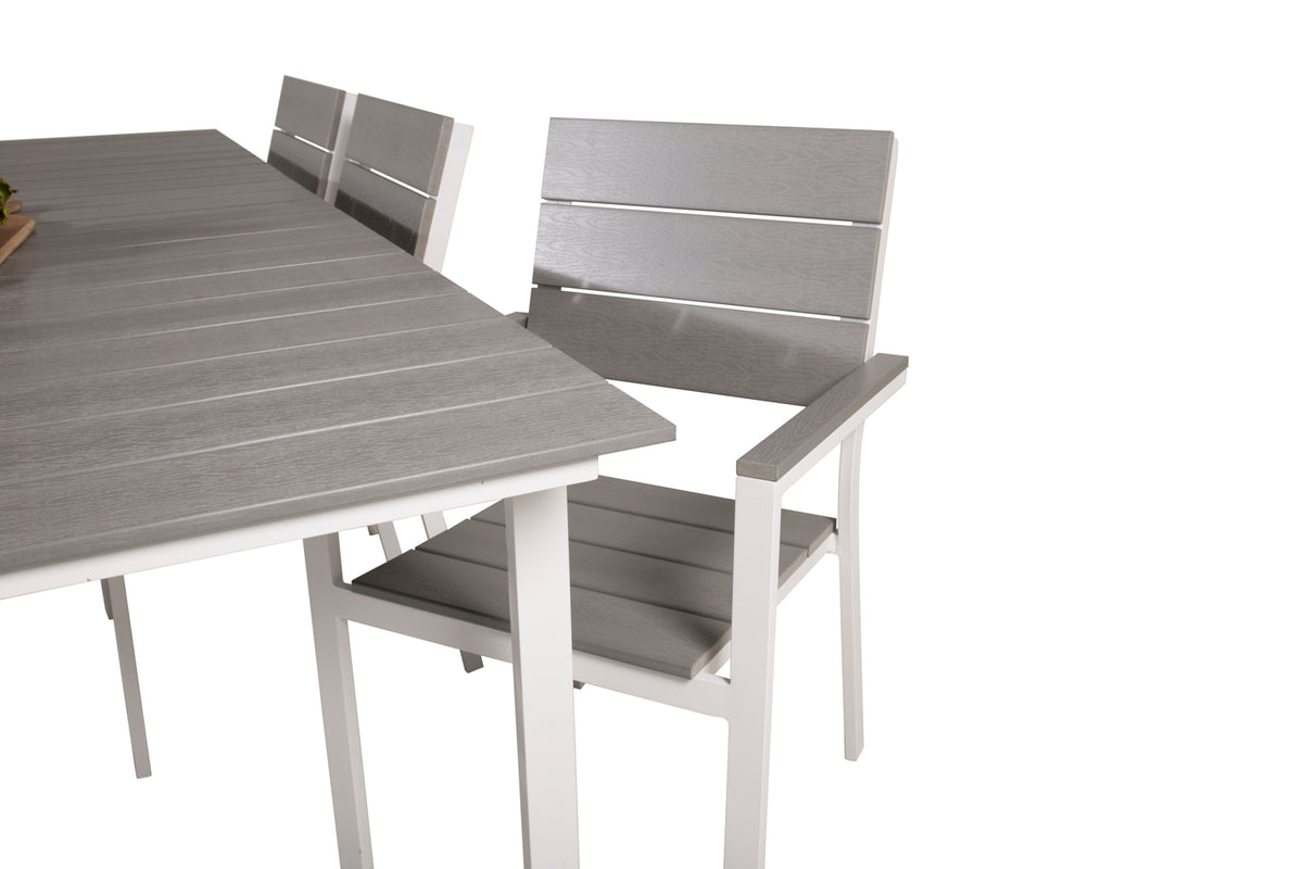 Levels Spisebord 229x100x75 + Spisestole Grå
