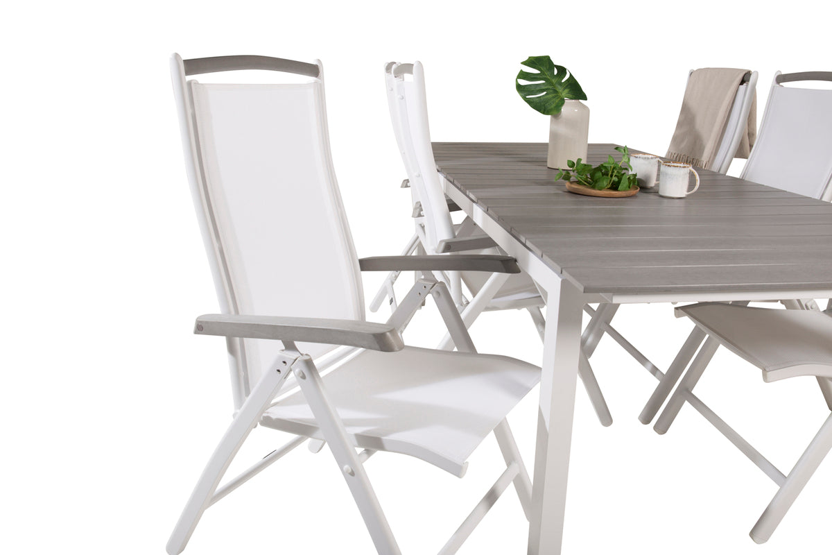 Levels & Albany Spisebord 229x100x75 + Positionsstole Hvid