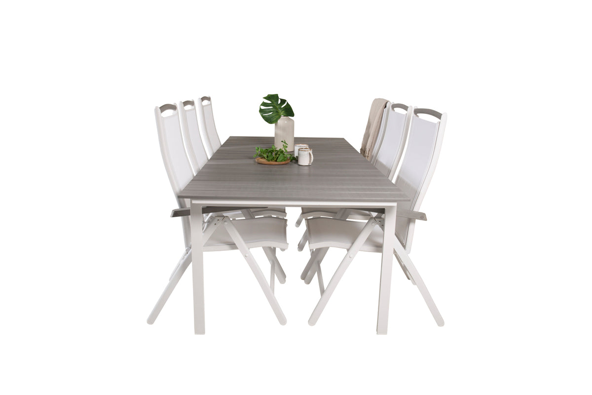 Levels & Albany Spisebord 229x100x75 + Positionsstole Hvid