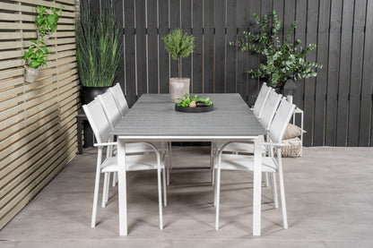 Levels & Santorini Spisebord 229x100x75 + Spisestole Hvid