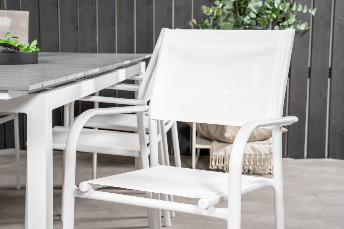 Levels & Santorini Spisebord 229x100x75 + Spisestole Hvid