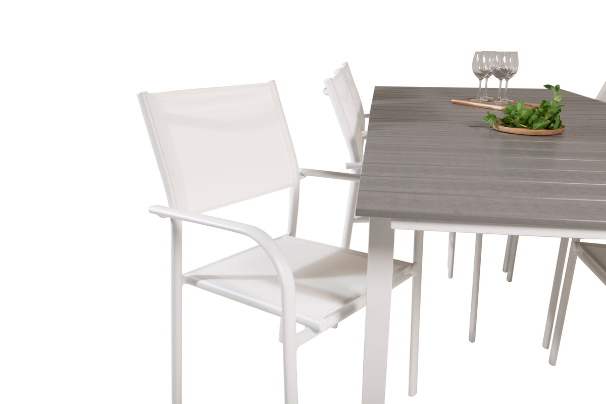 Levels & Santorini Spisebord 229x100x75 + Spisestole Hvid