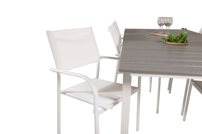 Levels & Santorini Spisebord 229x100x75 + Spisestole Hvid