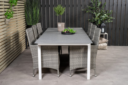 Levels & Malin Spisebord 229x100x75 + Spisestole Grå