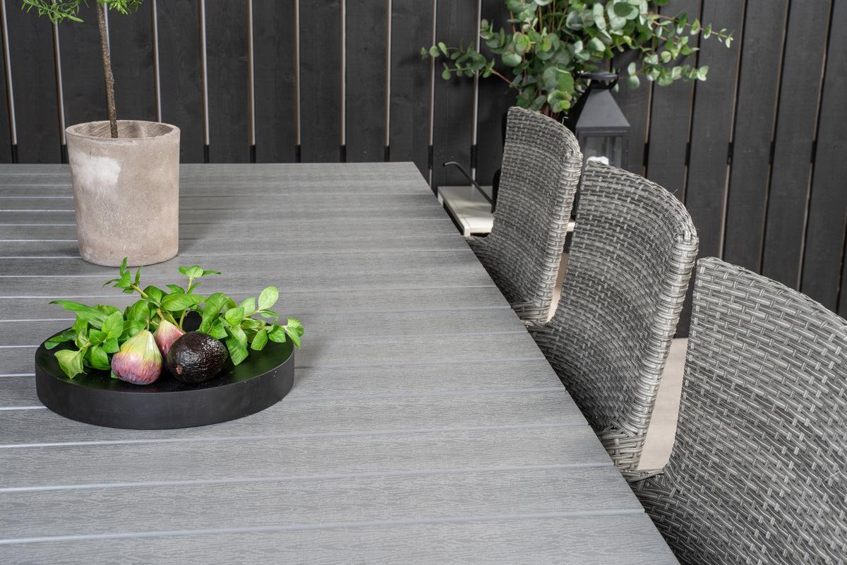 Levels & Malin Spisebord 229x100x75 + Spisestole Grå