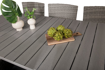 Levels & Malin Spisebord 229x100x75 + Spisestole Grå