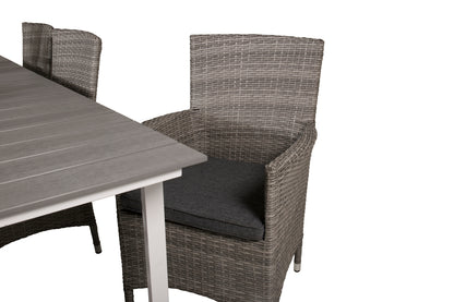 Levels & Malin Spisebord 229x100x75 + Spisestole Grå