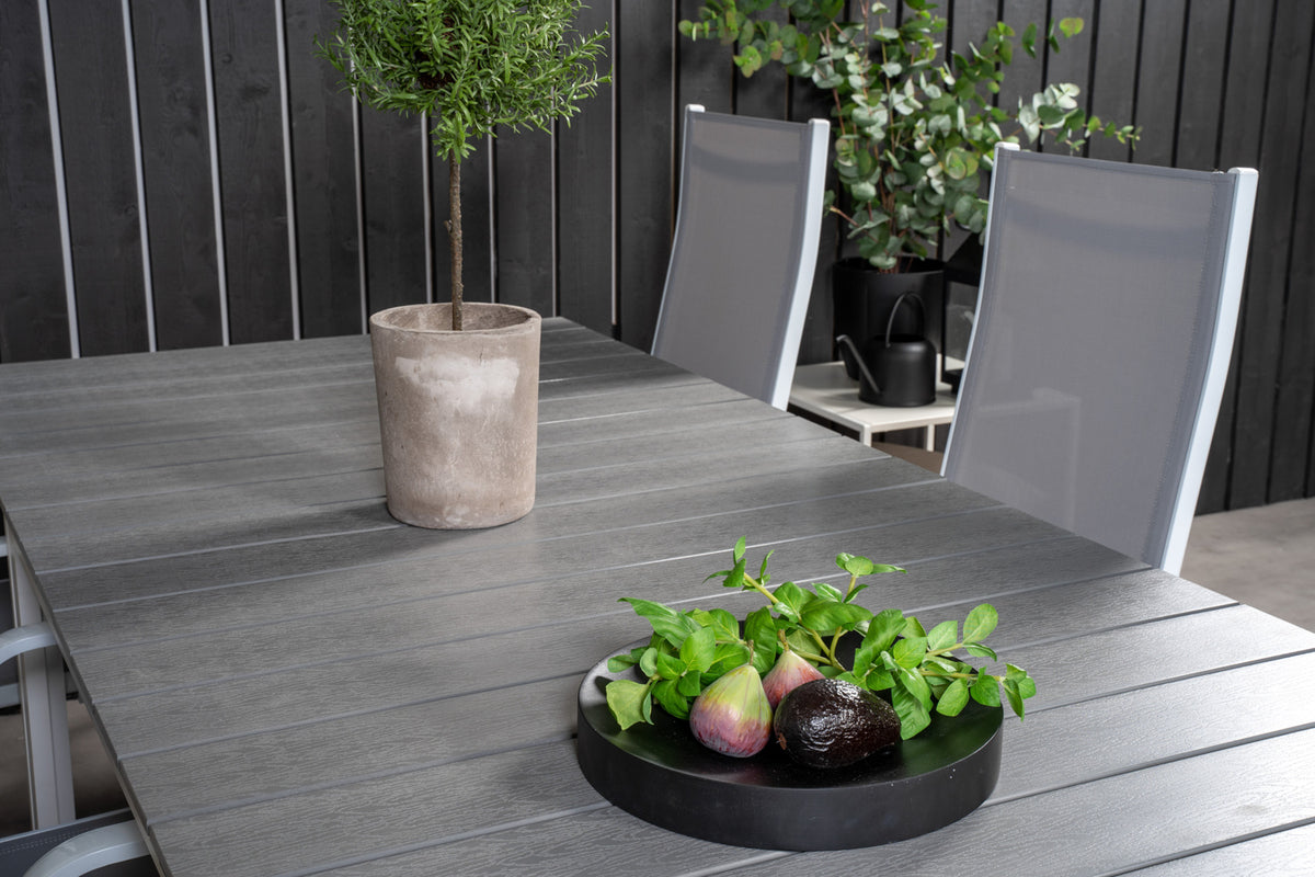 Copacabana & Levels Reclinerstole Grå + Rektangulært Spisebord 229x100x75 Hvid