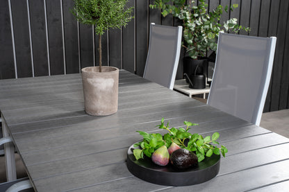 Copacabana & Levels Reclinerstole Grå + Rektangulært Spisebord 229x100x75 Hvid