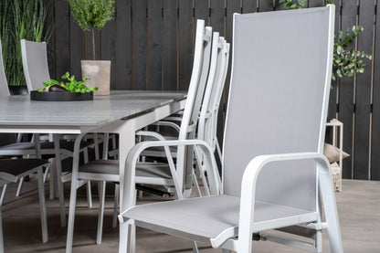 Copacabana & Levels Reclinerstole Grå + Rektangulært Spisebord 229x100x75 Hvid