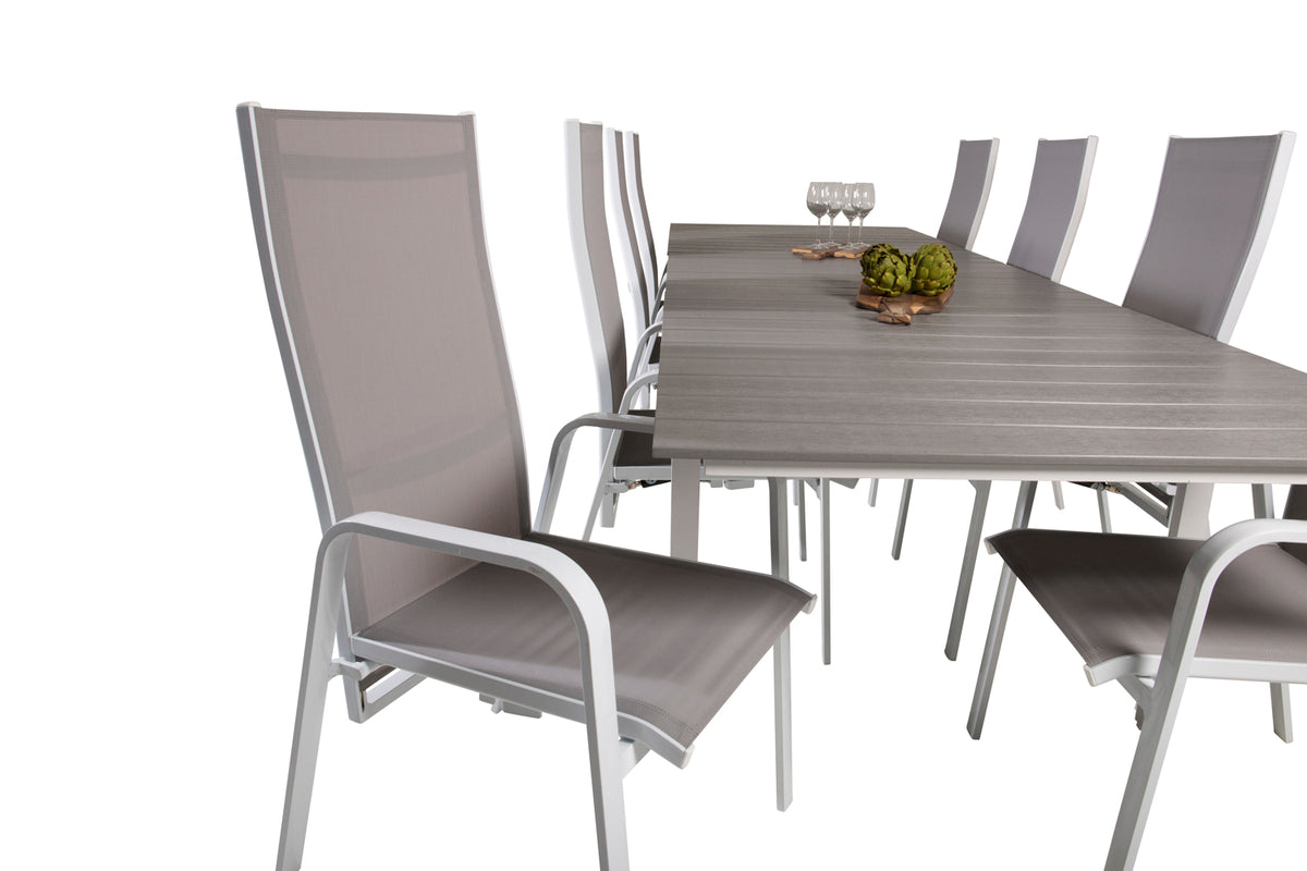Copacabana & Levels Reclinerstole Grå + Rektangulært Spisebord 229x100x75 Hvid