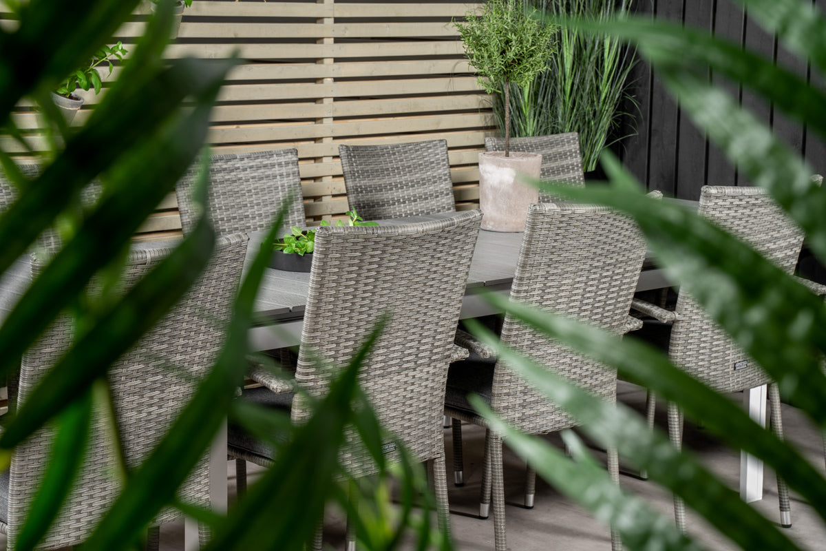 Levels & Anna Rektangulært Spisebord 229x100x75 Hvid + Spisestole Grå