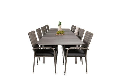 Levels & Anna Rektangulært Spisebord 229x100x75 Hvid + Spisestole Grå