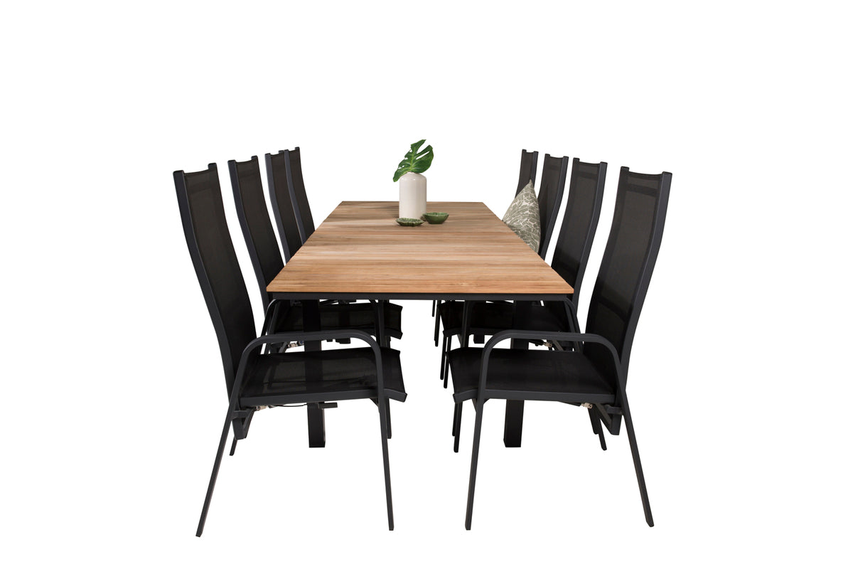 Copacabana & Mexico Reclinerstole Sort + Spisebord 90x180/240