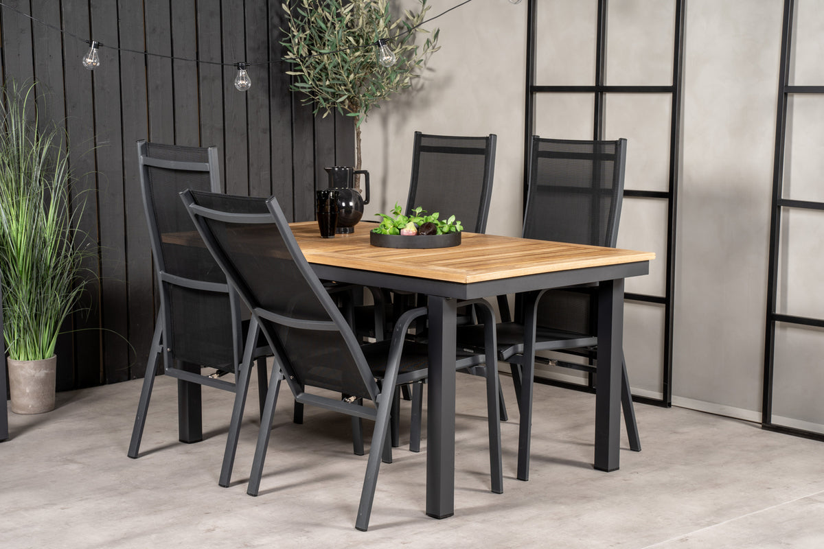 Copacabana & Panama Reclinerstole Sort + Spisebord 160 x 90