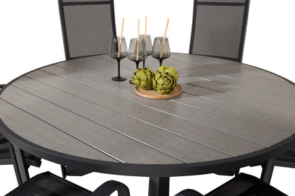 Copacabana & Parma Reclinerstole 2-pak Sort + Rundt Spisebord ⌀140 Mørkegrå
