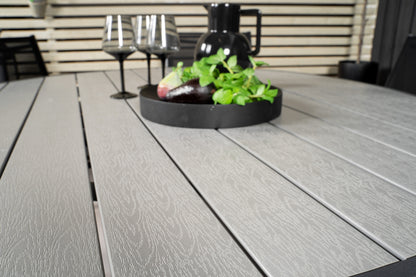 Parma & Santorini Rundt Spisebord ⌀140 Mørkegrå + Spisestole 2-pak Sort