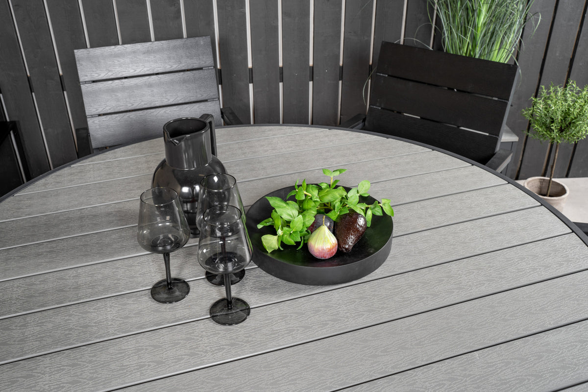 Levels & Parma Spisebordsstole 2-pak Sort + Rundt Spisebord ⌀140 Mørkegrå