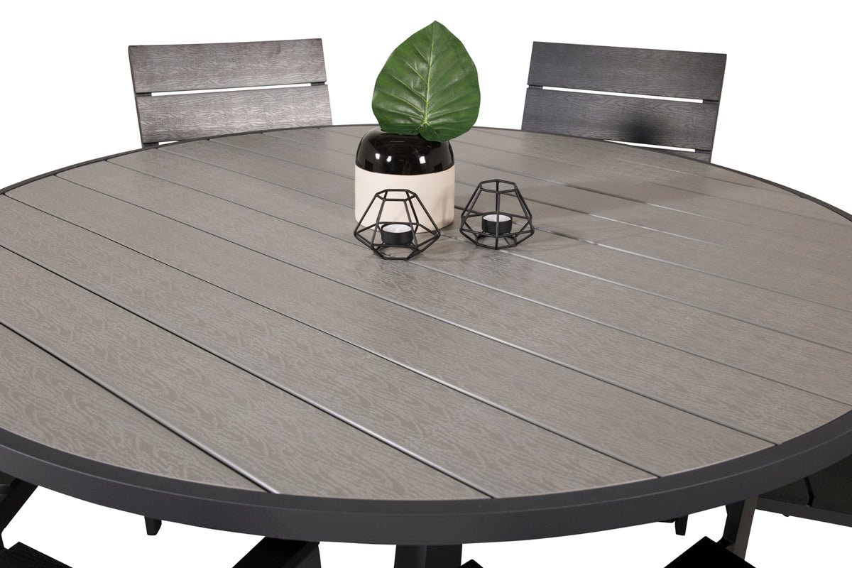 Levels & Parma Spisebordsstole 2-pak Sort + Rundt Spisebord ⌀140 Mørkegrå