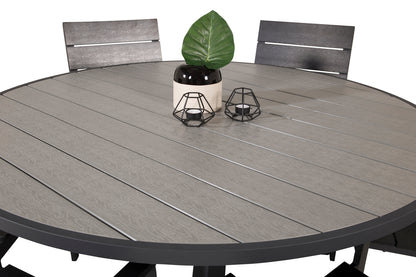 Levels & Parma Spisebordsstole 2-pak Sort + Rundt Spisebord ⌀140 Mørkegrå