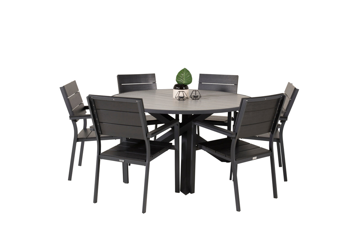 Levels & Parma Spisebordsstole 2-pak Sort + Rundt Spisebord ⌀140 Mørkegrå