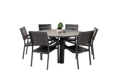 Levels & Parma Spisebordsstole 2-pak Sort + Rundt Spisebord ⌀140 Mørkegrå