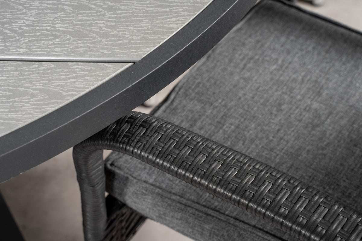 Parma & Anna Rundt Spisebord ⌀140 Mørkegrå + Spisebordsstole 2-pak Sort