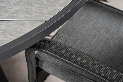 Parma & Anna Rundt Spisebord ⌀140 Mørkegrå + Spisebordsstole 2-pak Sort