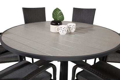 Parma & Anna Rundt Spisebord ⌀140 Mørkegrå + Spisebordsstole 2-pak Sort