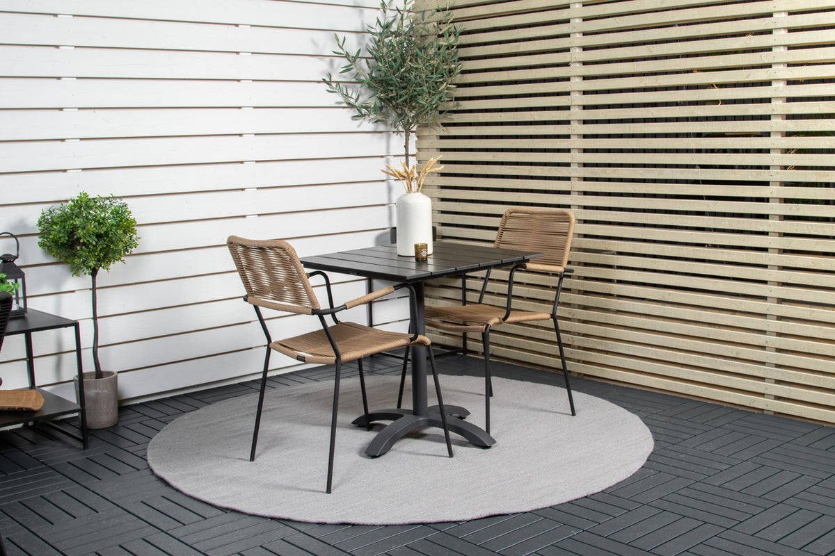 Venture Home Colorado & Lindos Cafebord 70x70 + Spisebordsstole Brun