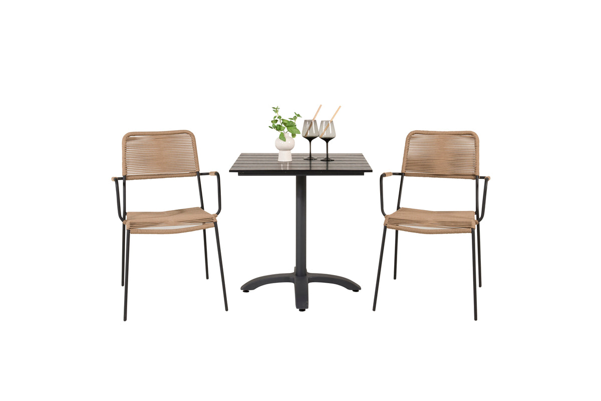 Venture Home Colorado & Lindos Cafebord 70x70 + Spisebordsstole Brun