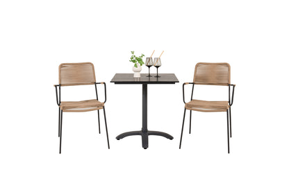 Venture Home Colorado & Lindos Cafebord 70x70 + Spisebordsstole Brun