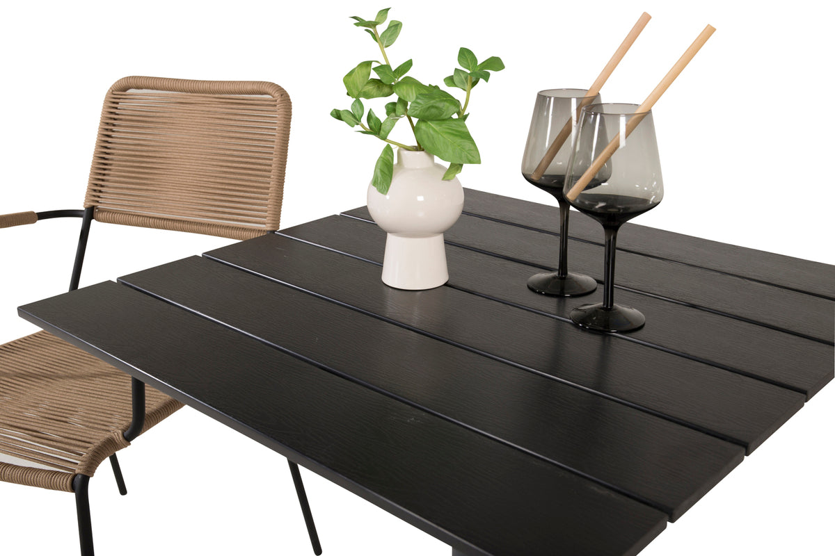 Venture Home Colorado & Lindos Cafebord 70x70 + Spisebordsstole Brun